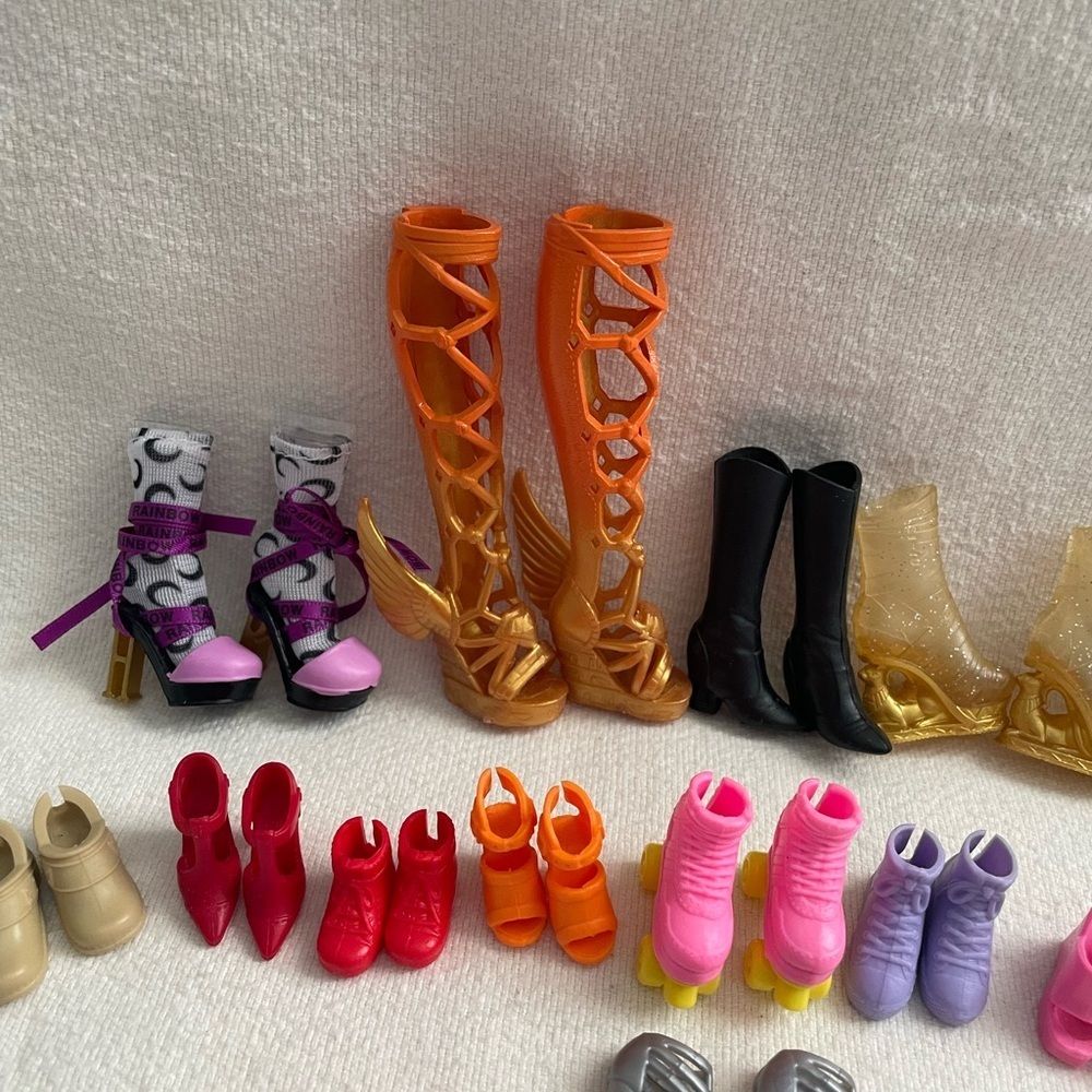 Assorted Doll Shoes & Boots - Orange, Pink, Red, Gold, Black, Blue, Purple - Picture 3 of 3